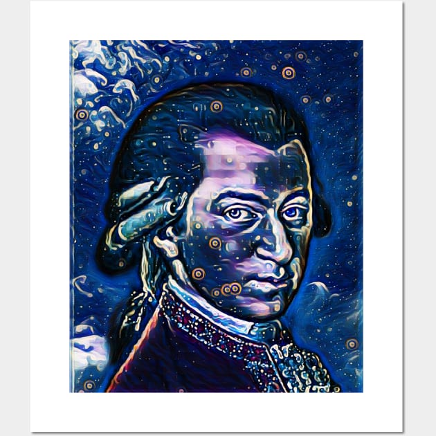 Wolfgang Amadeus Mozart Dark Night Portrait | Wolfgang Amadeus Mozart Artwork 3 Wall Art by JustLit